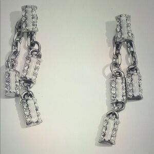 💐🆕 Brighton Meridian Duet Silver Crystal Chain Earrings NWT